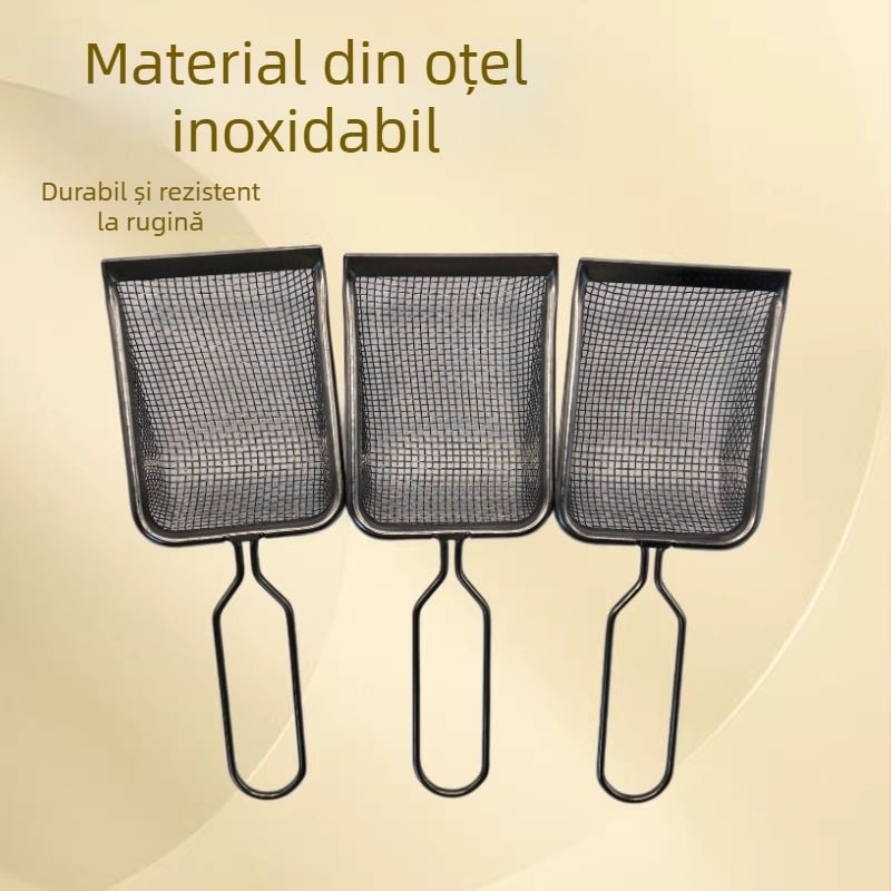 Lingură pentru nisip de pisici din oțel inoxidabil, cu găuri fine