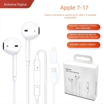 Adaptor Lightning către Type-C 2 în 1 pentru căști cu fir pentru iPhone 15 — sunet digital, apeluri și jocuri