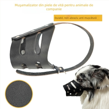 Bot pentru câini din piele de vită, pentru câini de talie medie și mare, anti-lătrat, anti-mușcături, accesorii pentru animale de companie