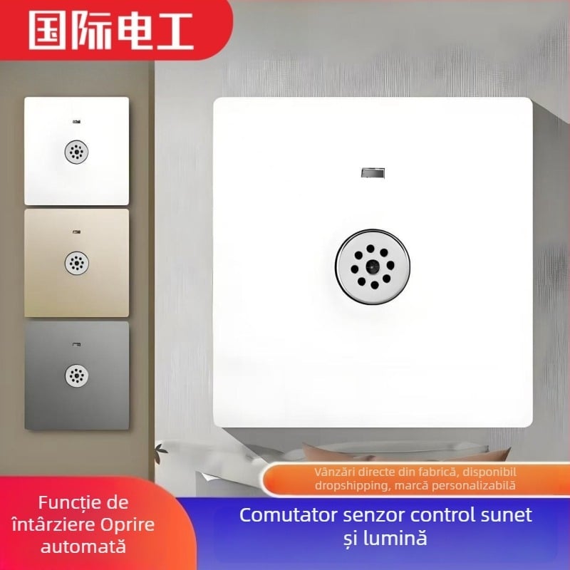 Comutator încastrat cu control vocal pentru coridor, întârziere la activare, compatibil LED și incandescent, 220V