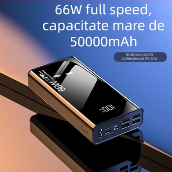 Baterie externă de 66W cu încărcare rapidă, capacitate 50000mAh, cu mai multe porturi USB pentru exterior, personalizabilă