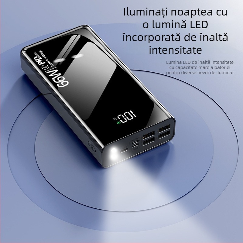 Baterie externă de 66W cu încărcare rapidă, capacitate 50000mAh, cu mai multe porturi USB pentru exterior, personalizabilă