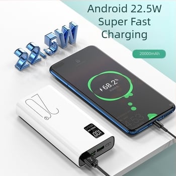 Baterie externă 20000mAh, încărcare rapidă bidirecțională 22.5W, afișaj digital și personalizare KC