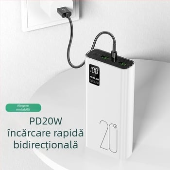 Baterie externă 20000mAh, încărcare rapidă bidirecțională 22.5W, afișaj digital și personalizare KC