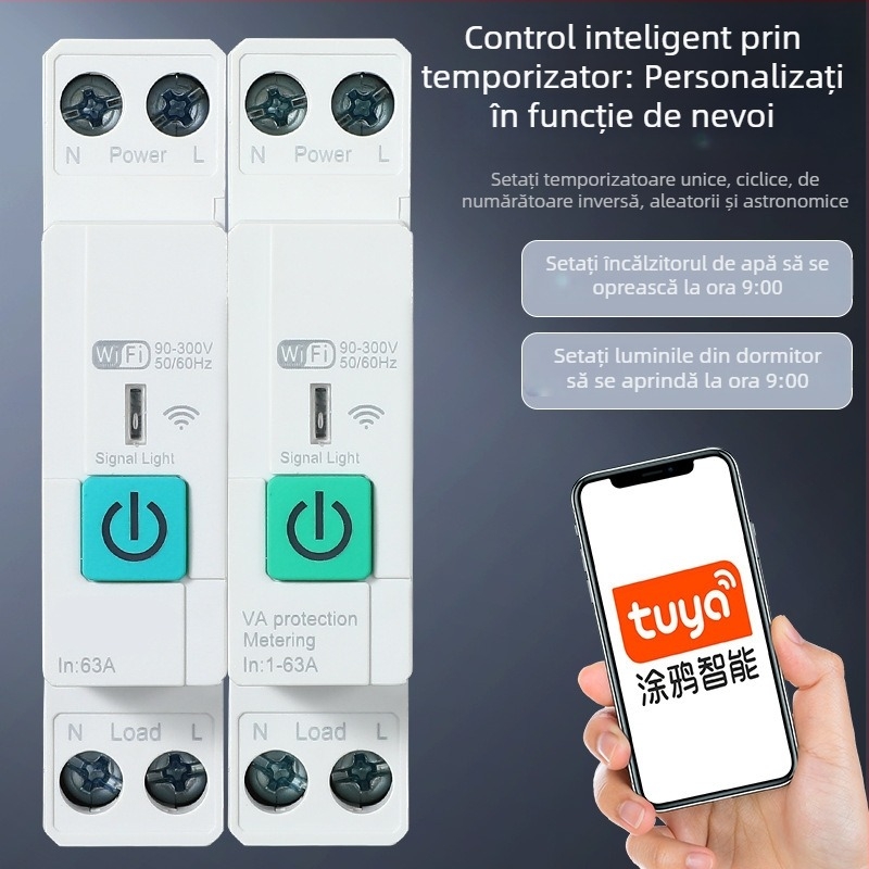 Comutator Zigbee inteligent cu întrerupător Wi‑Fi, control de la distanță și monitorizare temporizată a consumului de energie
