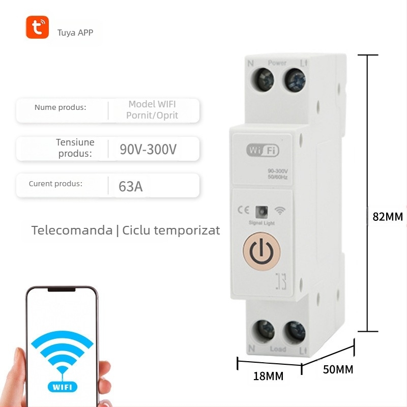 Comutator Zigbee inteligent cu întrerupător Wi‑Fi, control de la distanță și monitorizare temporizată a consumului de energie