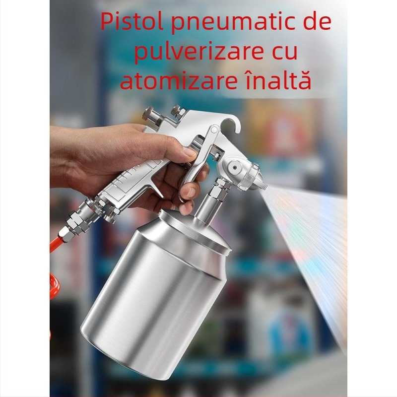 Pistol pneumatic de vopsire cu recipient de pulverizare – pentru uz casnic, vopsea latex mică pentru pereți și modele de mașini, pulverizare automată