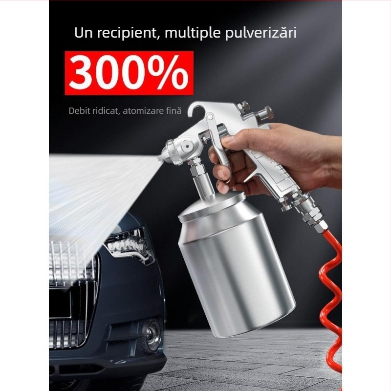 Pistol pneumatic de vopsire cu recipient de pulverizare – pentru uz casnic, vopsea latex mică pentru pereți și modele de mașini, pulverizare automată