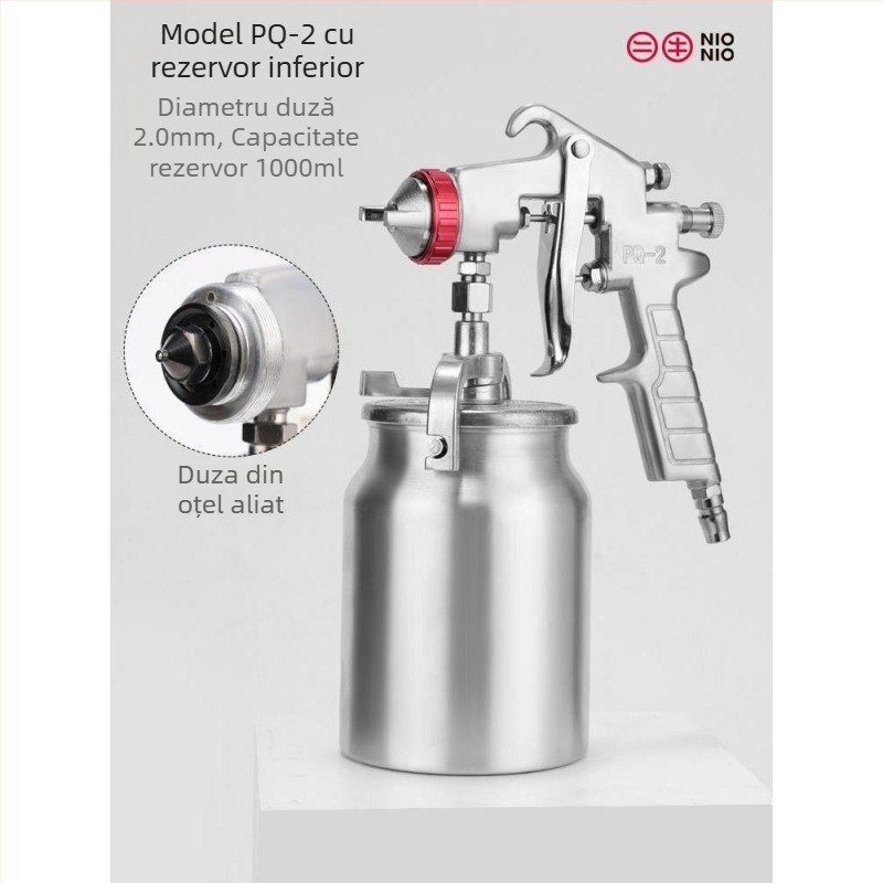 Pistol pneumatic de vopsire cu recipient de pulverizare – pentru uz casnic, vopsea latex mică pentru pereți și modele de mașini, pulverizare automată