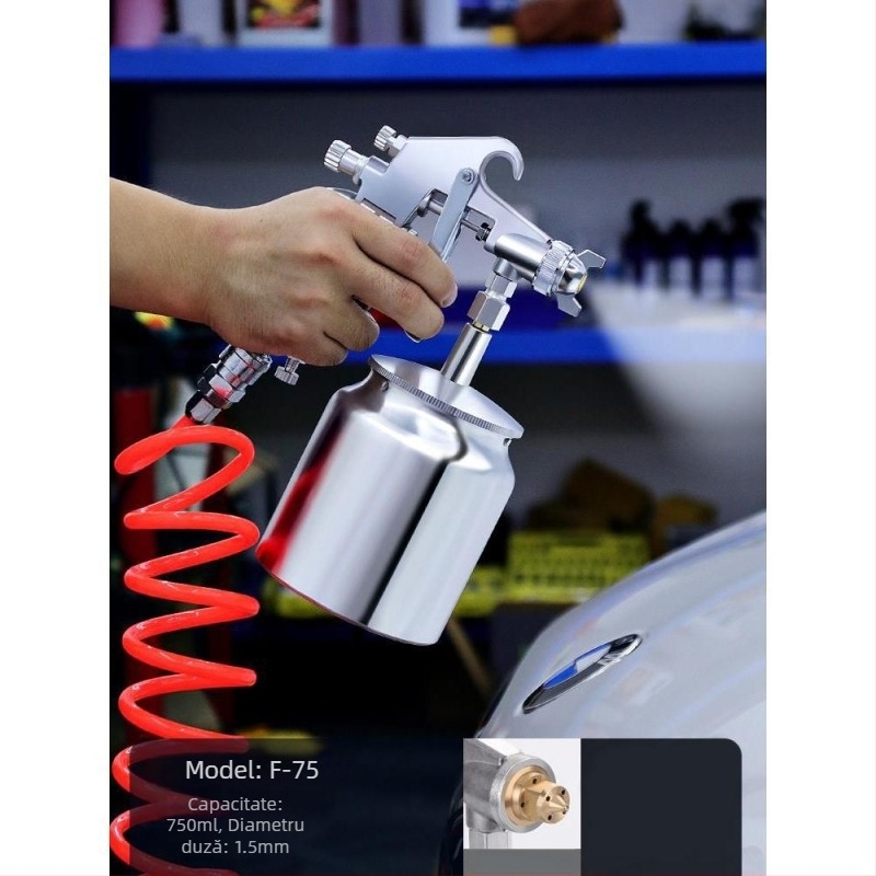 Pistol pneumatic de vopsire cu recipient de pulverizare – pentru uz casnic, vopsea latex mică pentru pereți și modele de mașini, pulverizare automată