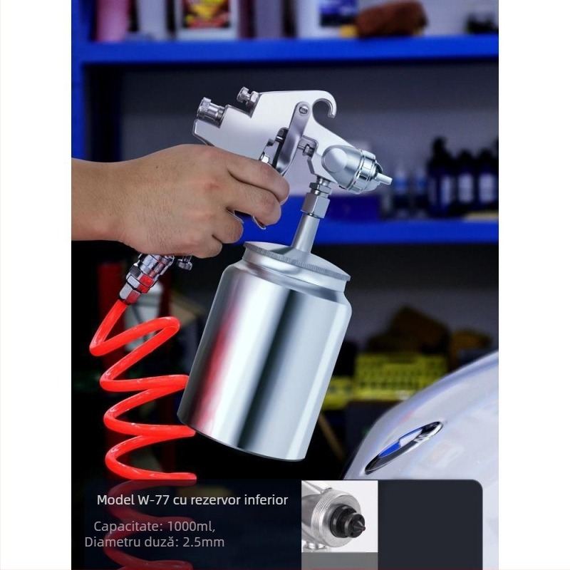 Pistol pneumatic de vopsire cu recipient de pulverizare – pentru uz casnic, vopsea latex mică pentru pereți și modele de mașini, pulverizare automată