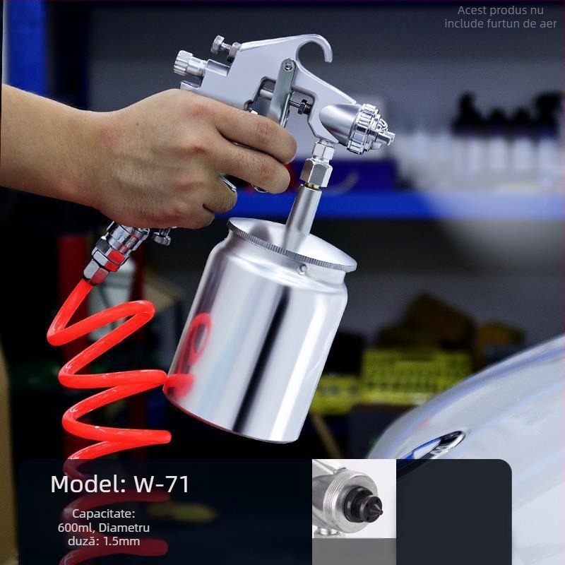Pistol pneumatic de vopsire cu recipient de pulverizare – pentru uz casnic, vopsea latex mică pentru pereți și modele de mașini, pulverizare automată