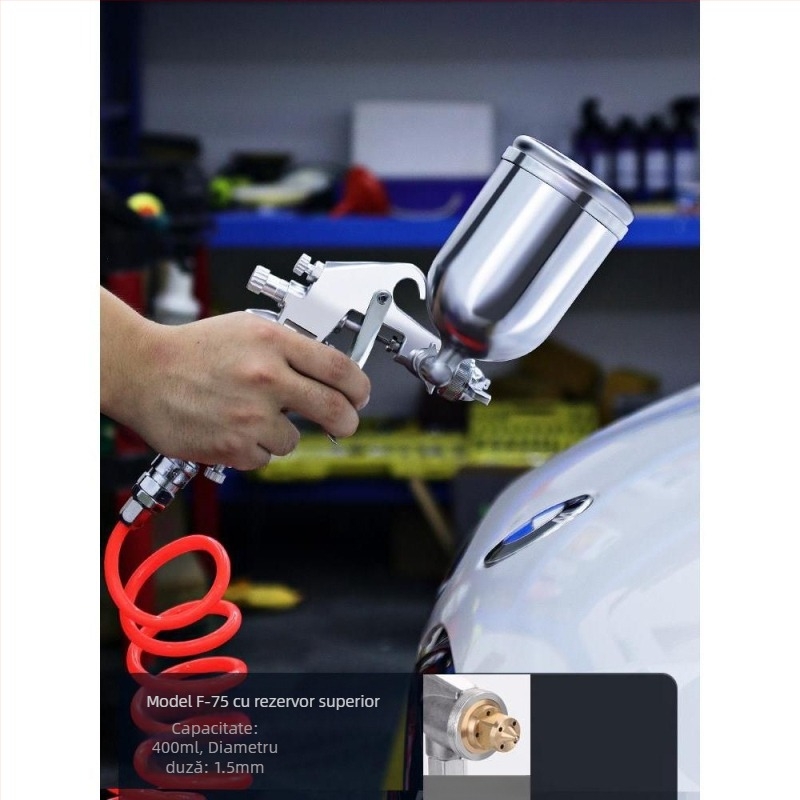 Pistol pneumatic de vopsire cu recipient de pulverizare – pentru uz casnic, vopsea latex mică pentru pereți și modele de mașini, pulverizare automată