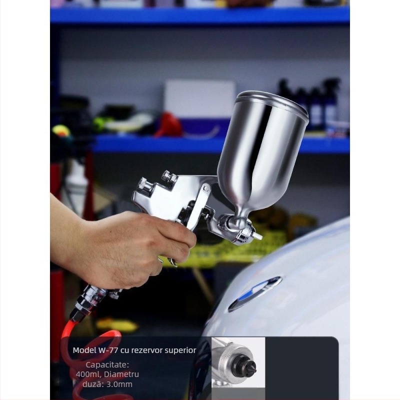 Pistol pneumatic de vopsire cu recipient de pulverizare – pentru uz casnic, vopsea latex mică pentru pereți și modele de mașini, pulverizare automată