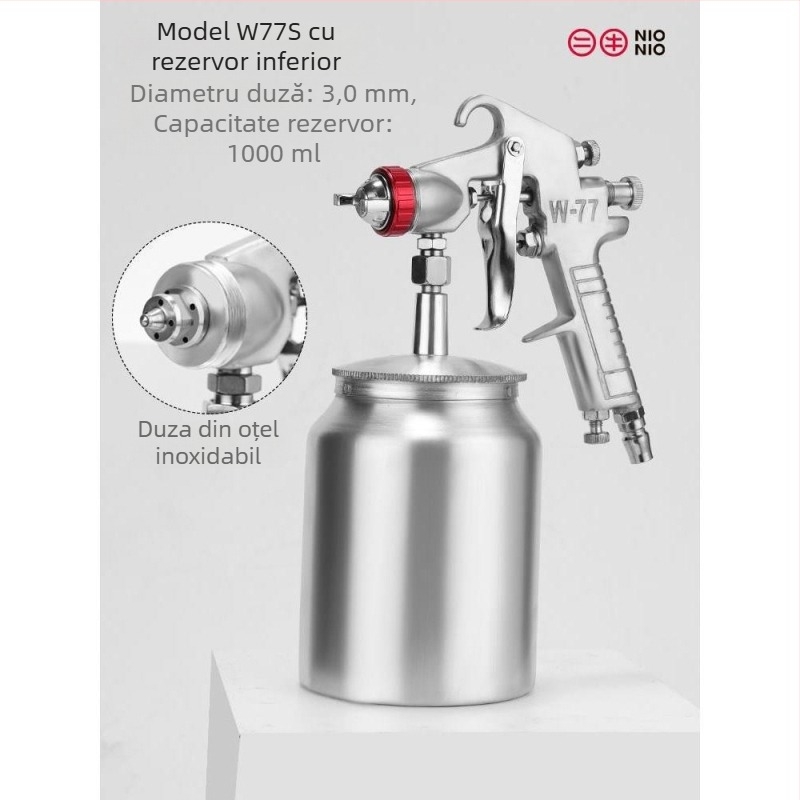Pistol pneumatic de vopsire cu recipient de pulverizare – pentru uz casnic, vopsea latex mică pentru pereți și modele de mașini, pulverizare automată