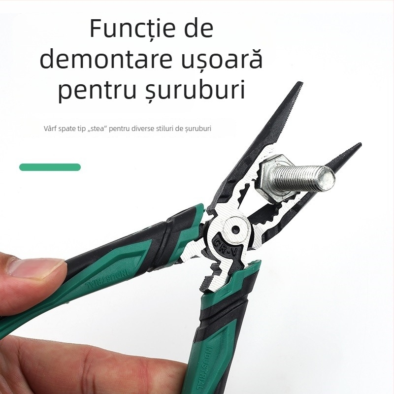Set pentru electricieni: Clește cu nas subțire de 6 inchi și clește cu închidere, set multifuncțional, calitate industrială, Clește pentru sârmă de 8 inchi cu vârfuri ascuțite