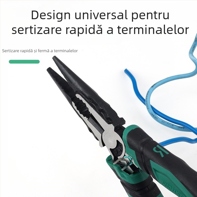 Set pentru electricieni: Clește cu nas subțire de 6 inchi și clește cu închidere, set multifuncțional, calitate industrială, Clește pentru sârmă de 8 inchi cu vârfuri ascuțite