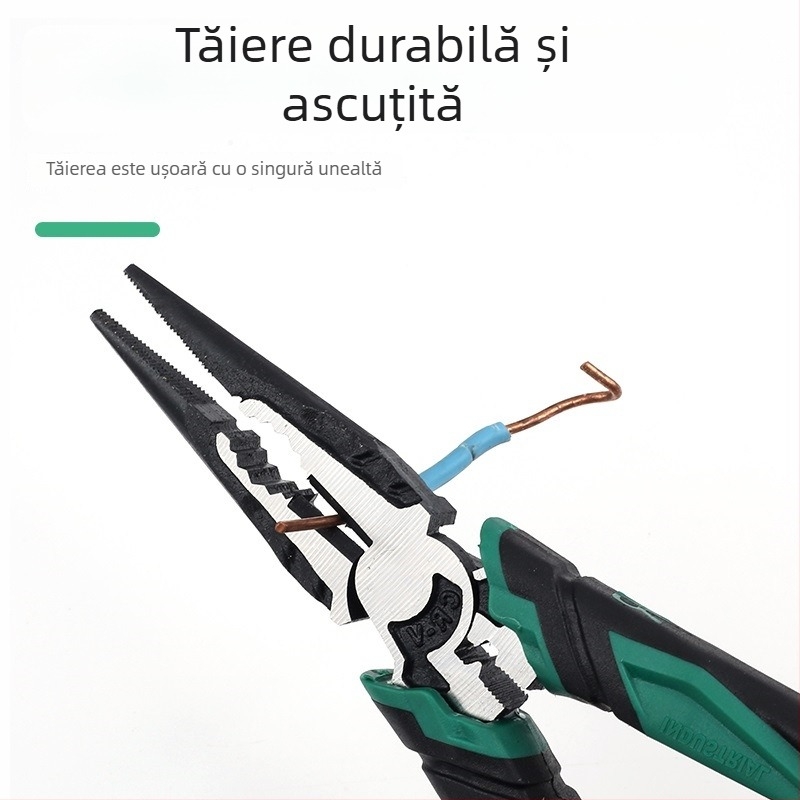 Set pentru electricieni: Clește cu nas subțire de 6 inchi și clește cu închidere, set multifuncțional, calitate industrială, Clește pentru sârmă de 8 inchi cu vârfuri ascuțite