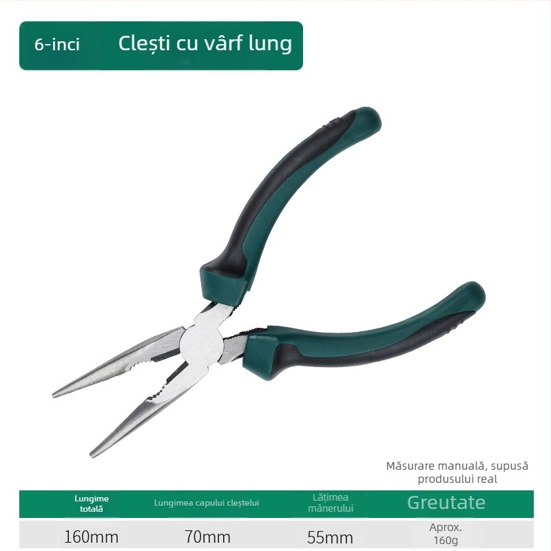 Set pentru electricieni: Clește cu nas subțire de 6 inchi și clește cu închidere, set multifuncțional, calitate industrială, Clește pentru sârmă de 8 inchi cu vârfuri ascuțite