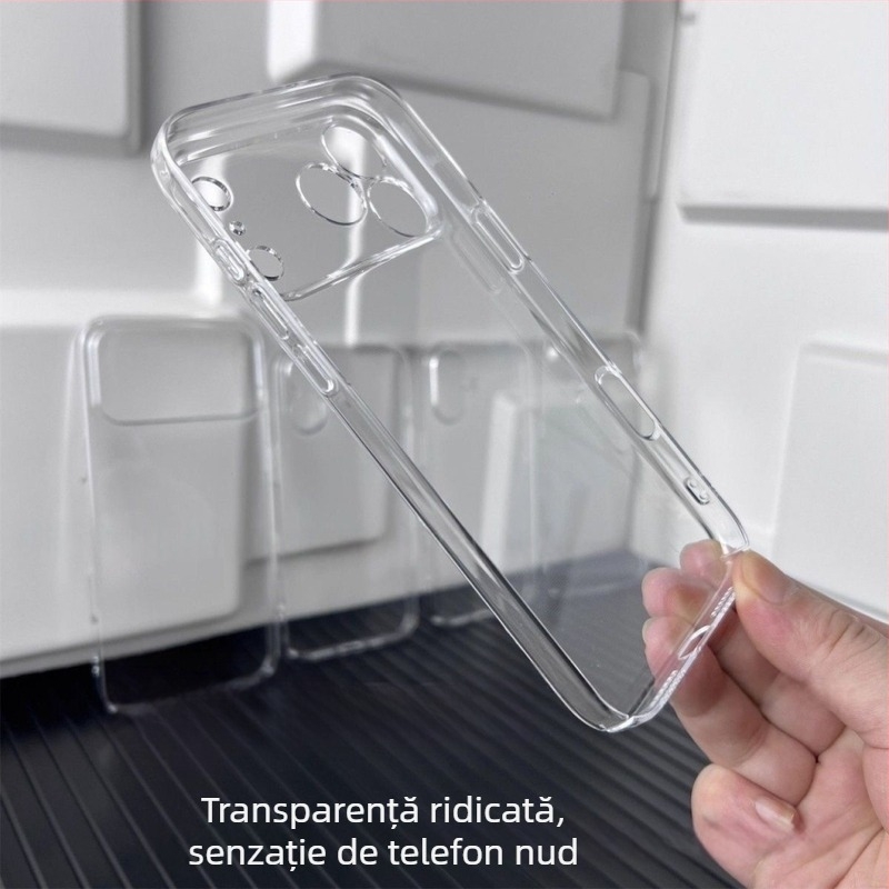 Carcasă din policarbonat ultra-subțire pentru iPhone 17 Pro Max, iPhone 17 Pro și iPhone 17 — transparență înaltă, anti-îngălbenire; compatibilă cu iPhone 13/14 și iPhone 15 Pro.