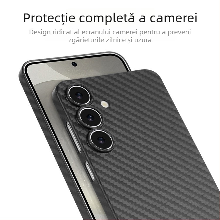 Carcasă PP ultra-subțire cu textură Kevlar din fibră de carbon pentru Samsung S25 Ultra, acoperire totală, protecție anti-cadere, auriu sau negru