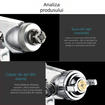 Pistol de vopsit F75 cu W71, pneumatic, rezervor superior și inferior, pentru mobilier și vopsele auto, atomizare înaltă, model E18