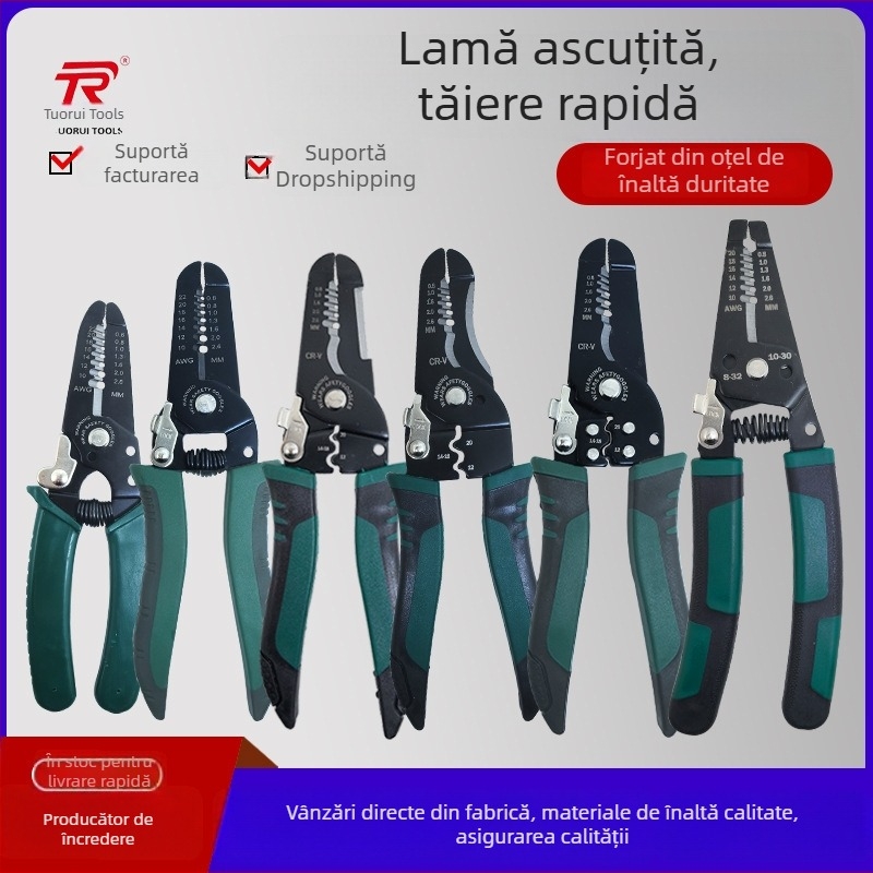 Clește pentru dezizolarea cablurilor și crimparea terminalelor, 6–7 inch