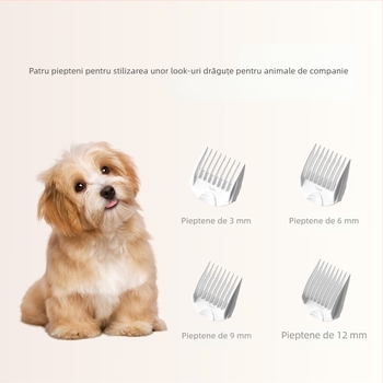 Mașină de tuns pentru animale de companie cu aspirație și depozitare integrată a părului, putere mare, pentru uz casnic