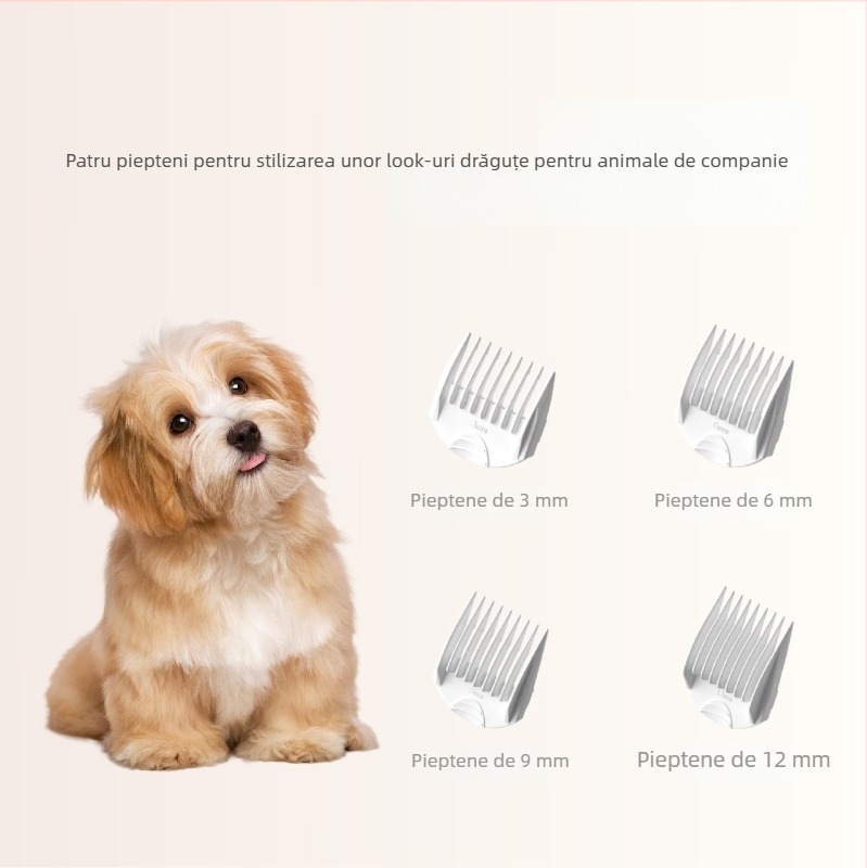 Mașină de tuns pentru animale de companie cu aspirație și depozitare integrată a părului, putere mare, pentru uz casnic