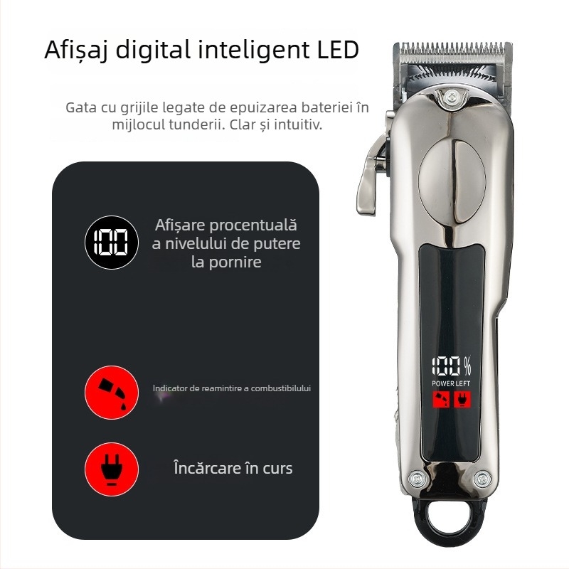 Mașină de tuns electrică profesională pentru saloane, cu afișaj digital