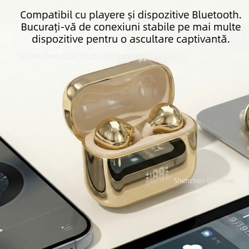 Neutral N39 Căști Bluetooth cu clips pentru ureche și conducție osoasă, AI, Bluetooth 5.0, autonomie lungă (>8h), rezistență la apă, sunet stereo, afișaj digital, conectivitate multiplă
