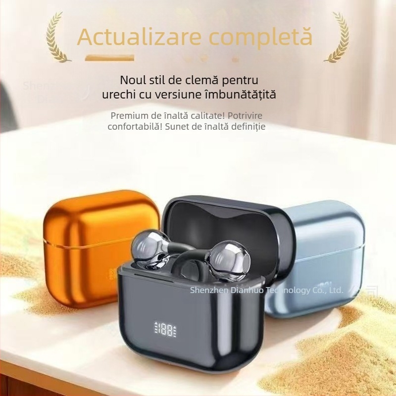 Neutral N39 Căști Bluetooth cu clips pentru ureche și conducție osoasă, AI, Bluetooth 5.0, autonomie lungă (>8h), rezistență la apă, sunet stereo, afișaj digital, conectivitate multiplă