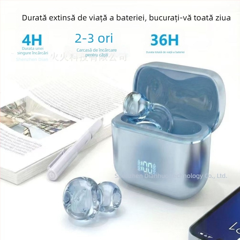 Neutral N39 Căști Bluetooth cu clips pentru ureche și conducție osoasă, AI, Bluetooth 5.0, autonomie lungă (>8h), rezistență la apă, sunet stereo, afișaj digital, conectivitate multiplă