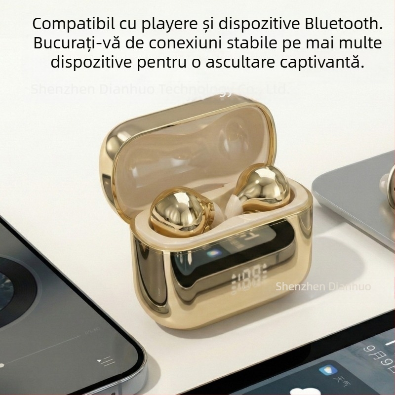 Neutral N39 Căști Bluetooth cu clips pentru ureche și conducție osoasă, AI, Bluetooth 5.0, autonomie lungă (>8h), rezistență la apă, sunet stereo, afișaj digital, conectivitate multiplă