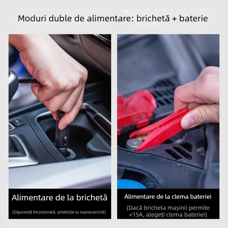 Deli pompă de pneu auto cu două cilindri, portabilă, presiune înaltă, putere mare