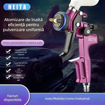Pistol de pulverizare Violet 5200 pentru vopsirea auto și a lemnului, pistol pneumatic cu utilizare duală pentru vopsele pe bază de ulei și apă