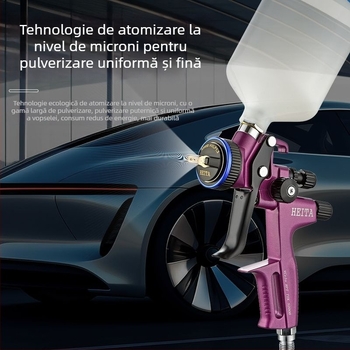 Pistol de pulverizare Violet 5200 pentru vopsirea auto și a lemnului, pistol pneumatic cu utilizare duală pentru vopsele pe bază de ulei și apă