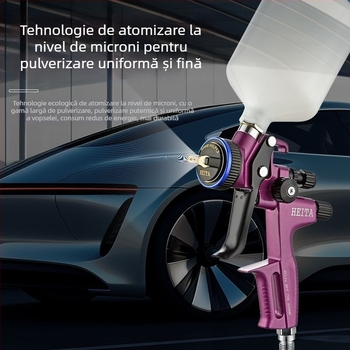 Pistol de pulverizare Violet 5200 pentru vopsirea auto și a lemnului, pistol pneumatic cu utilizare duală pentru vopsele pe bază de ulei și apă