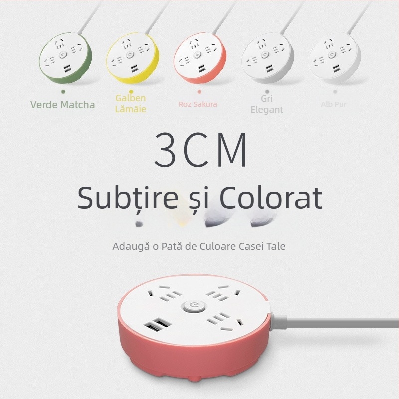 Priză USB rotundă, multifuncțională pentru birou