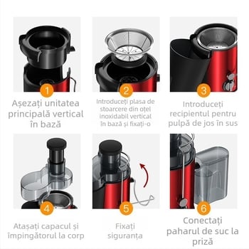 Storcător Wu de 800W cu alimentare cu deschidere mare, separare automată a sucului de pulpa, extractor fără filtru pentru portocale, pentru fructe și legume