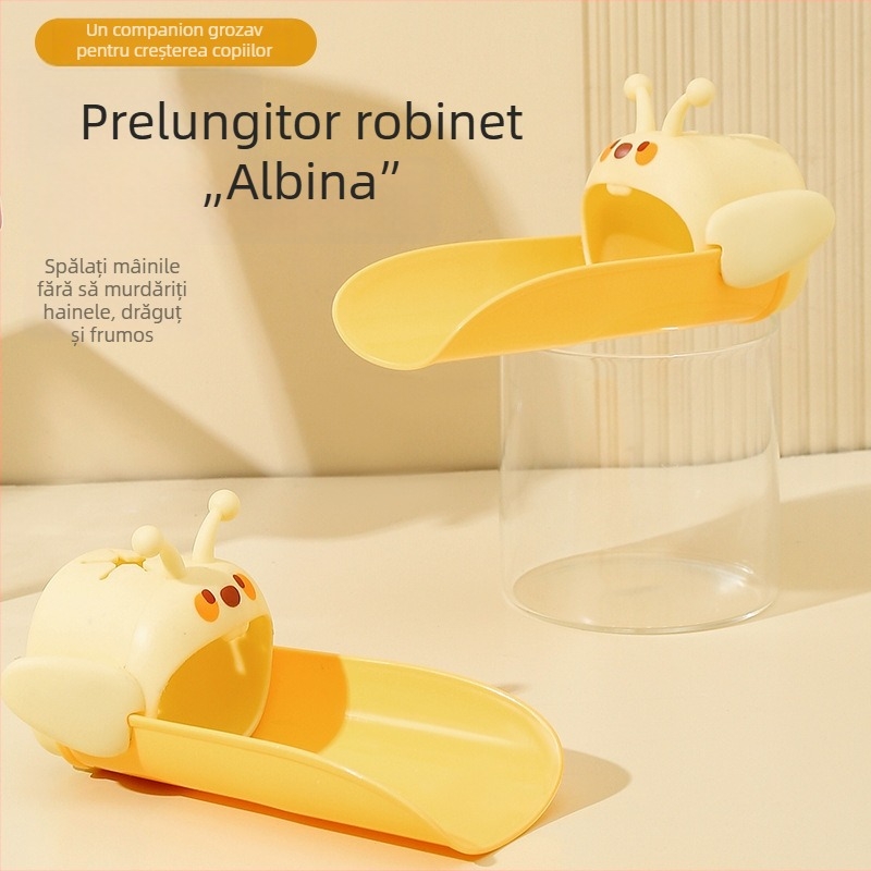 Extensie de robinet pentru copii și bebeluți, cu duză din silicon, lungă, ghid de apă în stil desen animat, protecție împotriva stropilor