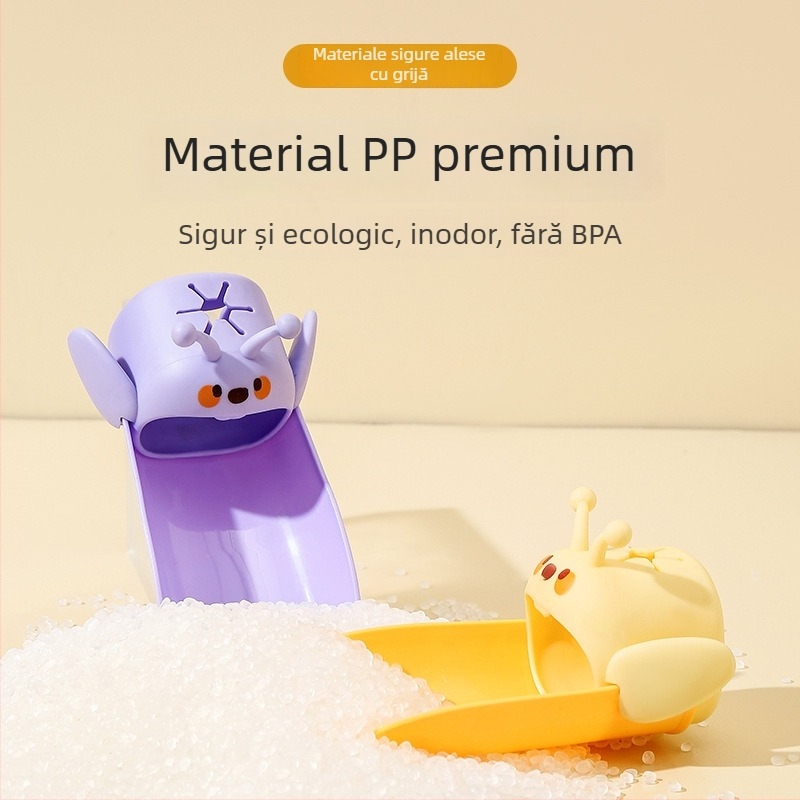 Extensie de robinet pentru copii și bebeluți, cu duză din silicon, lungă, ghid de apă în stil desen animat, protecție împotriva stropilor