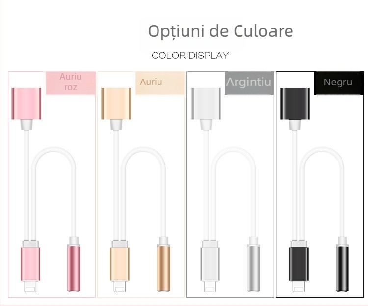 Adaptor pentru căști iPhone – 2 în 1, Lightning și cablu audio de 3,5 mm