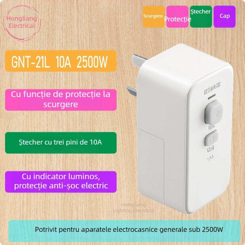Priză Bull cu protecție la supratensiune, cu trei contacte și protecție la curgere, mufă detașabilă GNT-21LD/711D