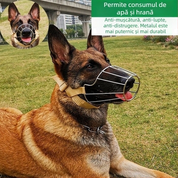 Botniță pentru câine din oțel inoxidabil — protecție a gurii împotriva mușcăturilor