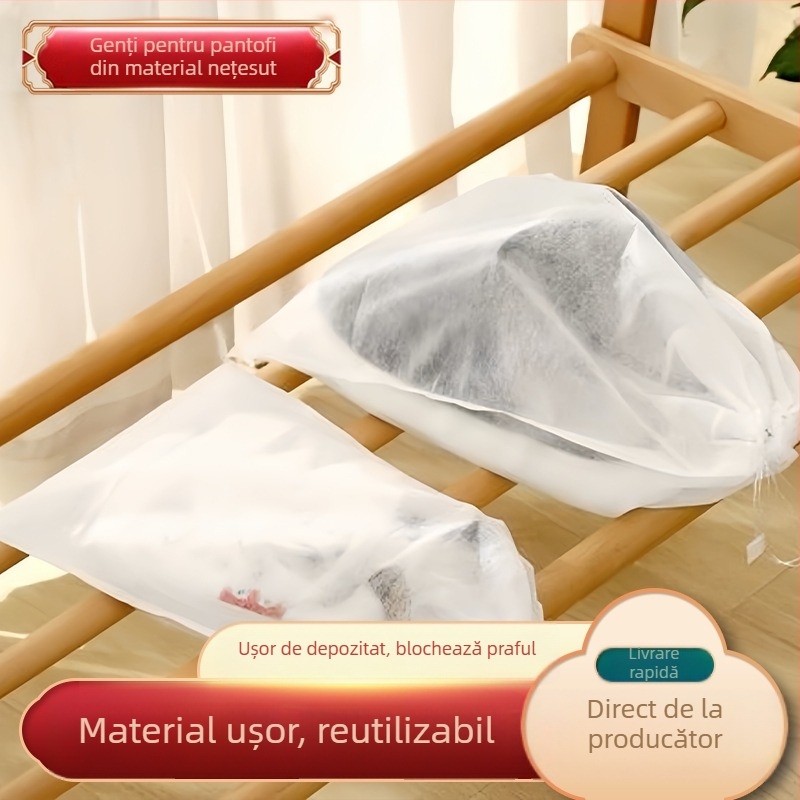 Sac de pantofi din material nețesut, de unică folosință, pentru pantofi albi – protecție împotriva prafului