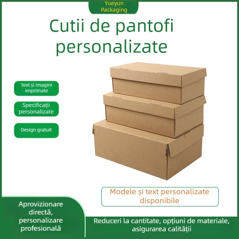 Cutie pentru pantofi personalizată din hârtie kraft, cu capac superior și inferior, ambalaj ecologic pentru bărbați, femei și copii