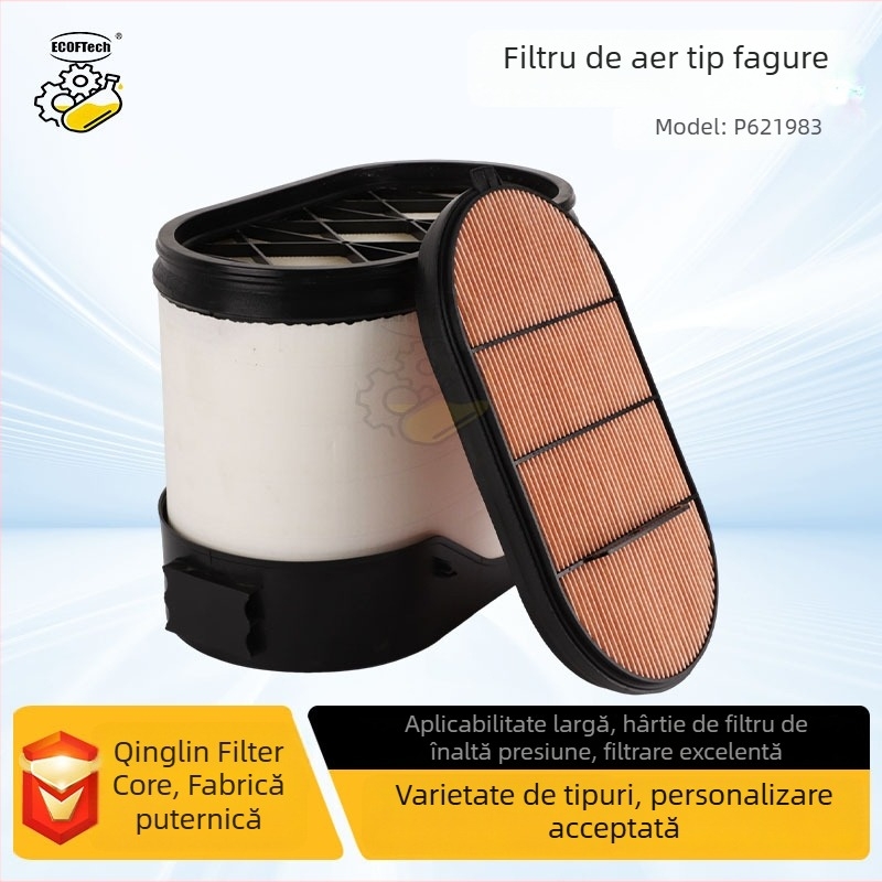 P621983 Element filtrare aer pentru utilaje agricole, structură fagure, formă ovală