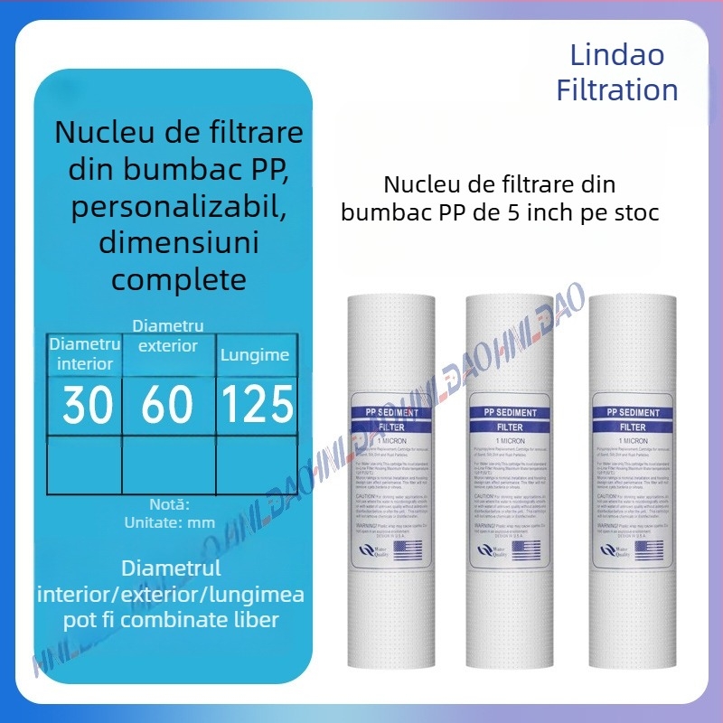 Element filtru PP din bumbac, 5 inch, cu debit mare, prefiltru meltblown pentru apă rece