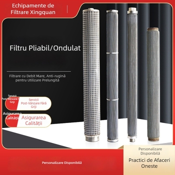 Element filtrant pliabil din oțel inoxidabil pentru debite mari, filtrare hidraulică cu plasă metalică sudată, cartuș pliabil în valuri